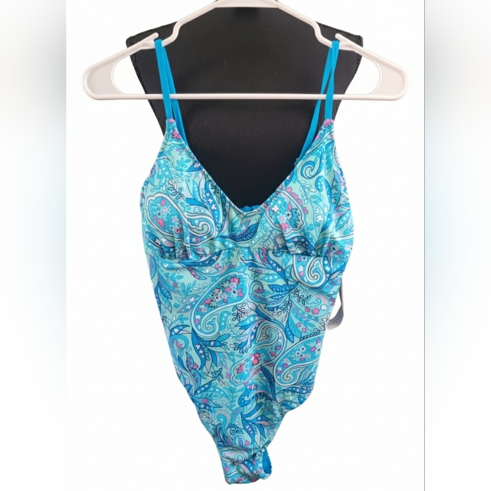 New Vera Bradley Teal Paisley Reversible Womens swimsuit